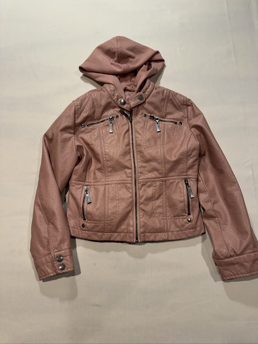 Women’s Jou Jou Hooded Faux Leather Jacket - Blush Pink